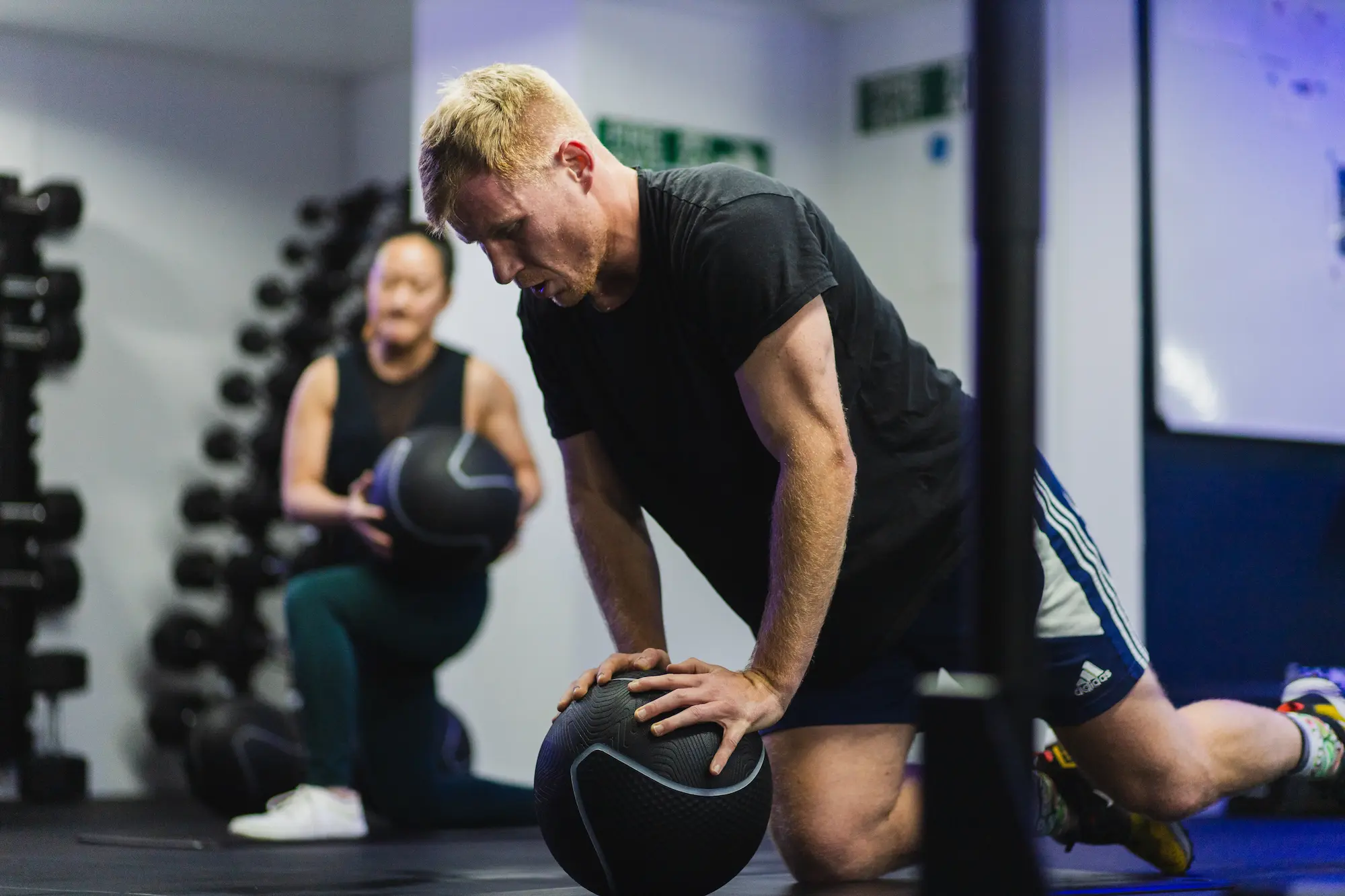 Man holding fitness ball